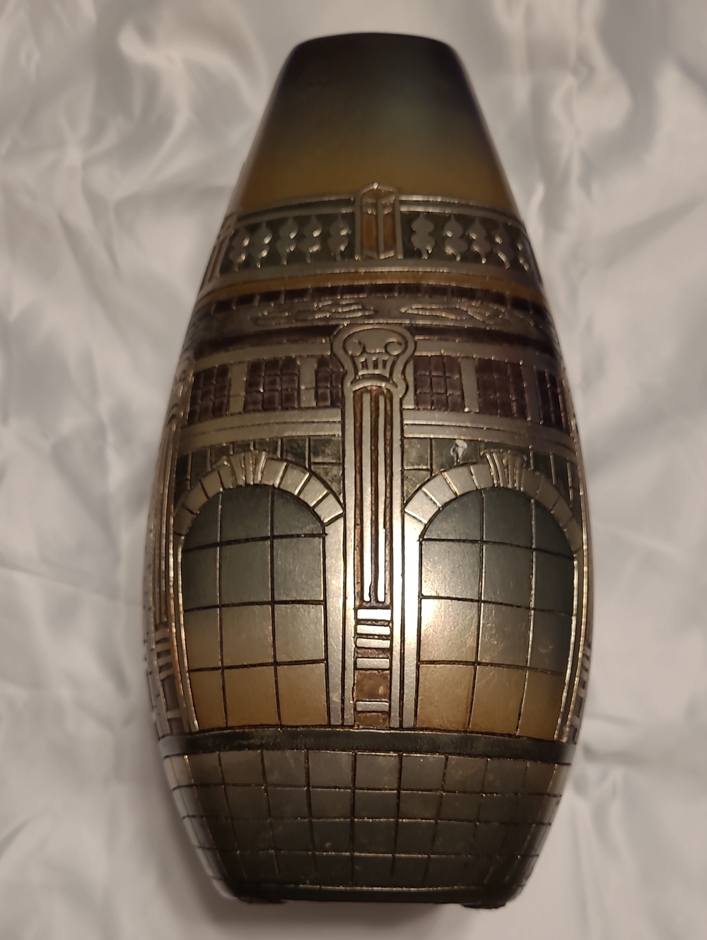 Artmax Embossed Bronze Decorative Architectural Vase. 13" X 8" - Picture 3 of 12